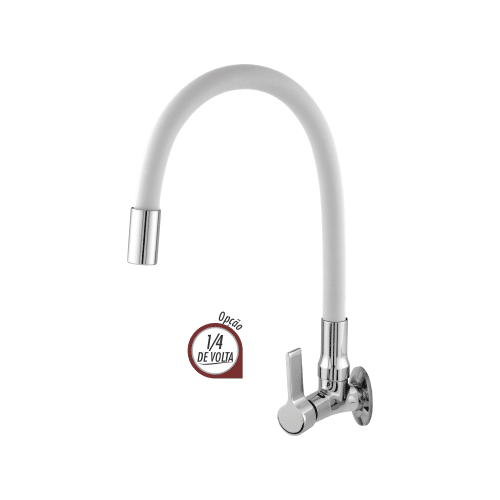 Cód. 1168 - C 70 - Torneira Cozinha ou Lavatório cano Silicone Branco - Parede