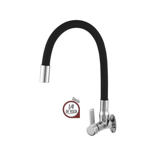 Cód. 1168 - C 70 Torneira Cozinha ou Lavatório cano Silicone Preto - Parede